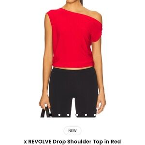 REVOLVE Drop Shoulder Top in Red by Norma Kamali